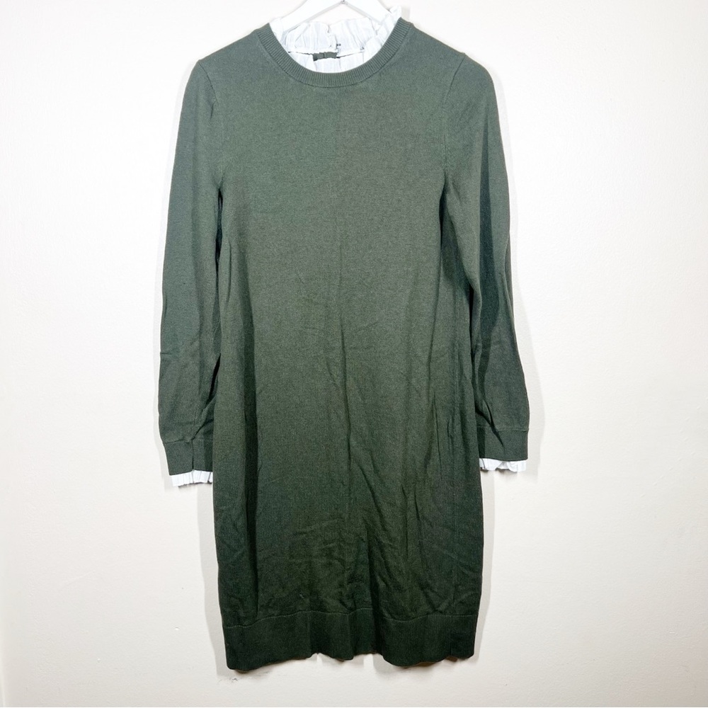 Boden Womens green wool cashmere blend sweater dress lace trim long sleeve